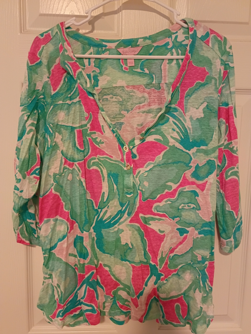 Lilly Pulitzer 100% Linen Top XL Nice!